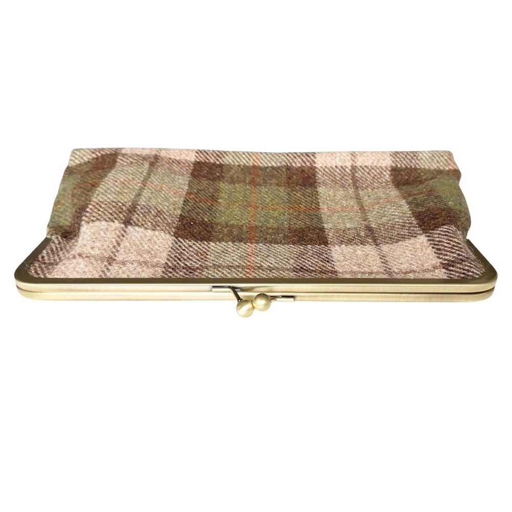 Harris Tweed green and brown check large kisslock clutch bag by  kimberleymac - Picture 6 of 14